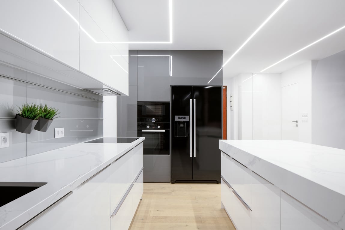 Kitchen with led ceiling lights